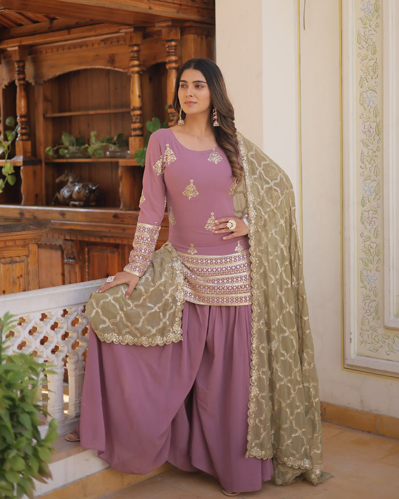 light purple Colored Festival Wear Digital Printed Pure Cotton Silk Salwar Kamezz With Dupatta Piece