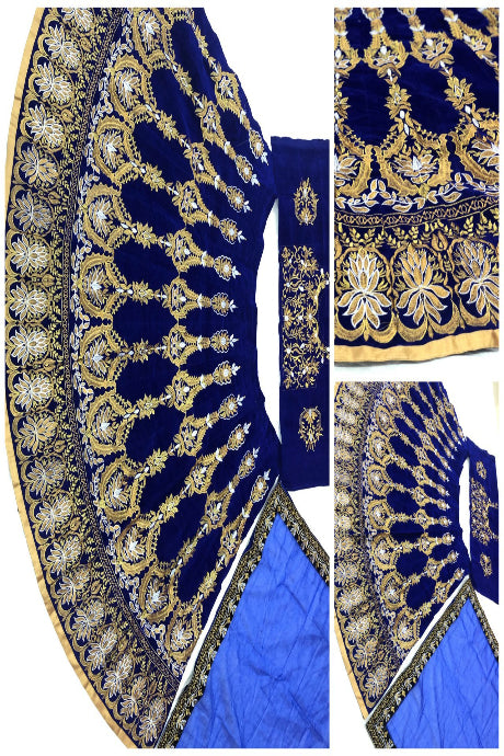 blue Color Pure Silk Embroidery Work Designer Lehenga Choli