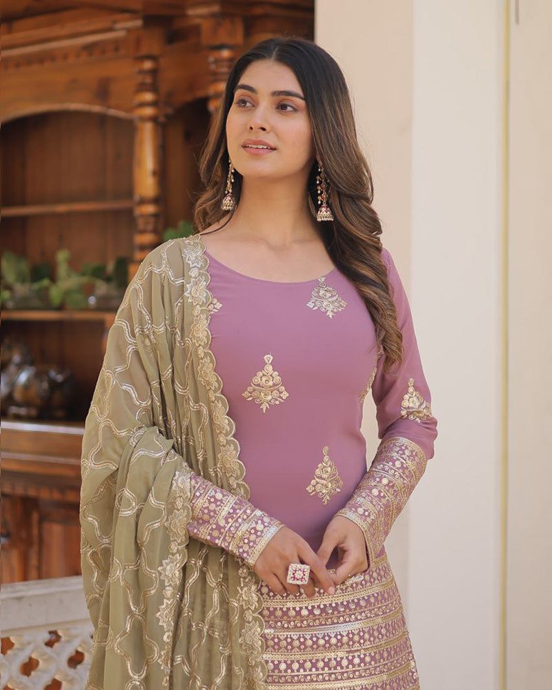 light purple Colored Festival Wear Digital Printed Pure Cotton Silk Salwar Kamezz With Dupatta Piece