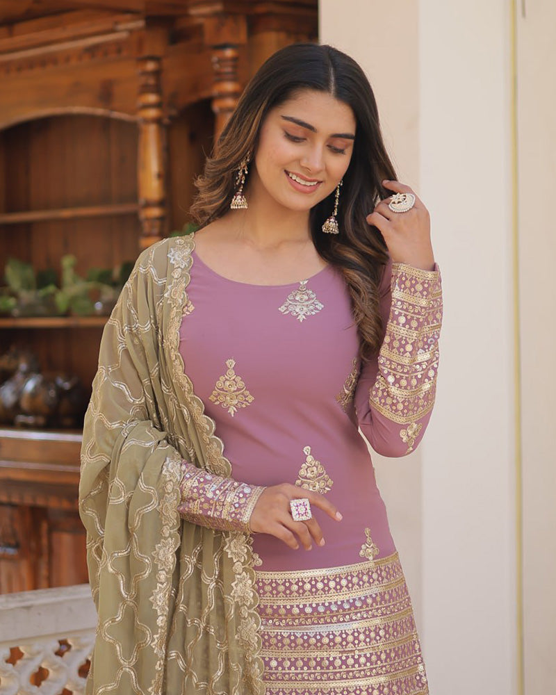light purple Colored Festival Wear Digital Printed Pure Cotton Silk Salwar Kamezz With Dupatta Piece