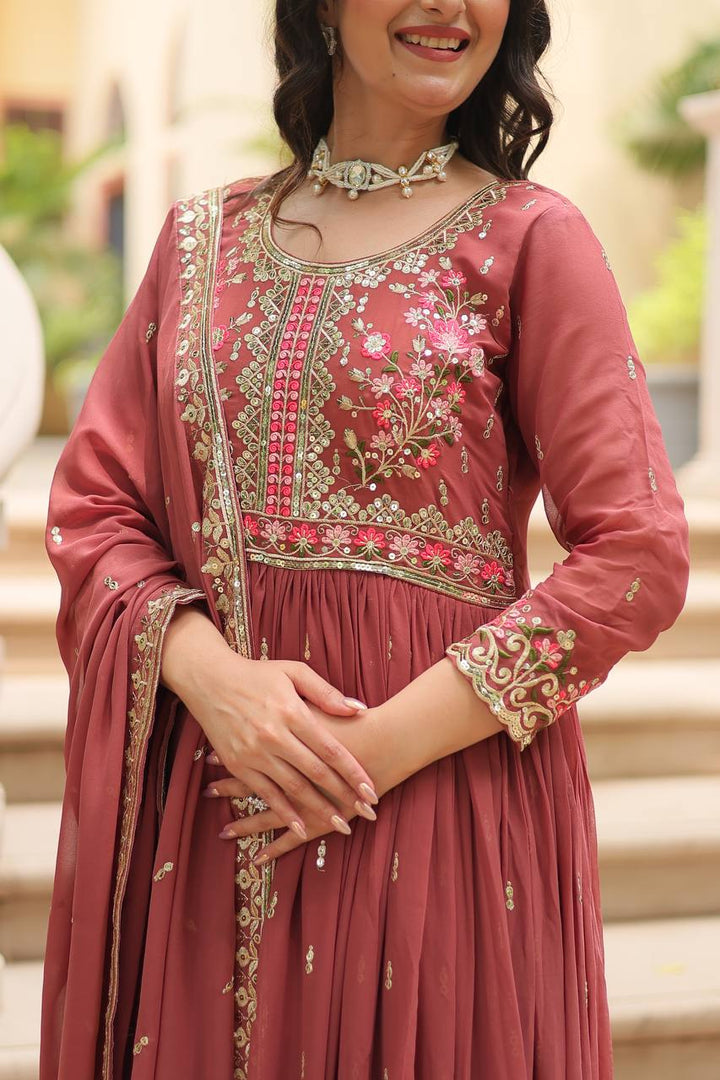 Admirable Round Flair Party Wear Silk Gown for women