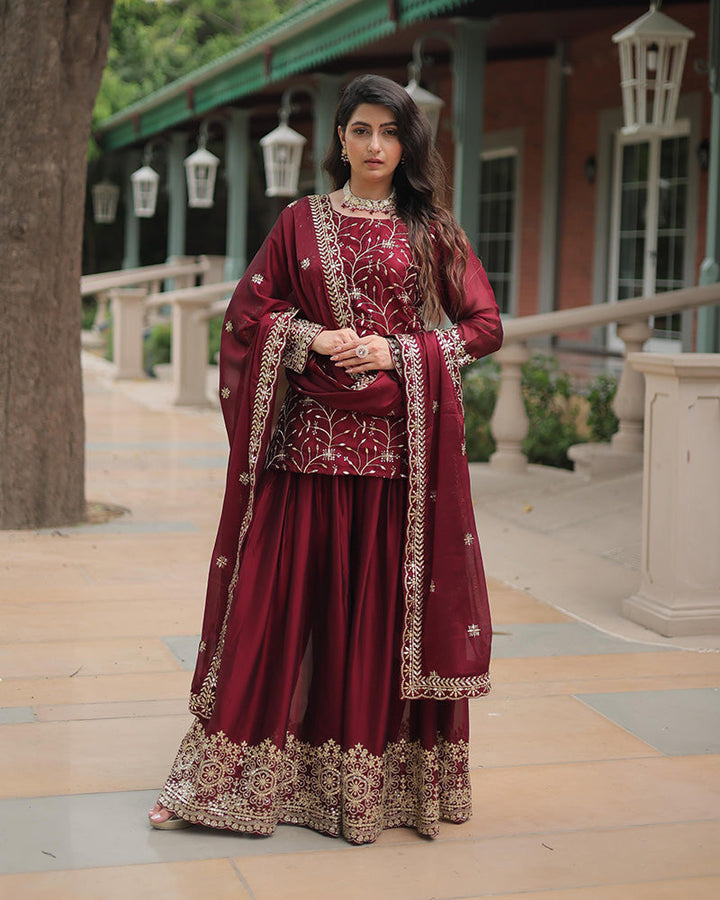 Amazing maroon Color Designer Onine Kurti N Sarara
