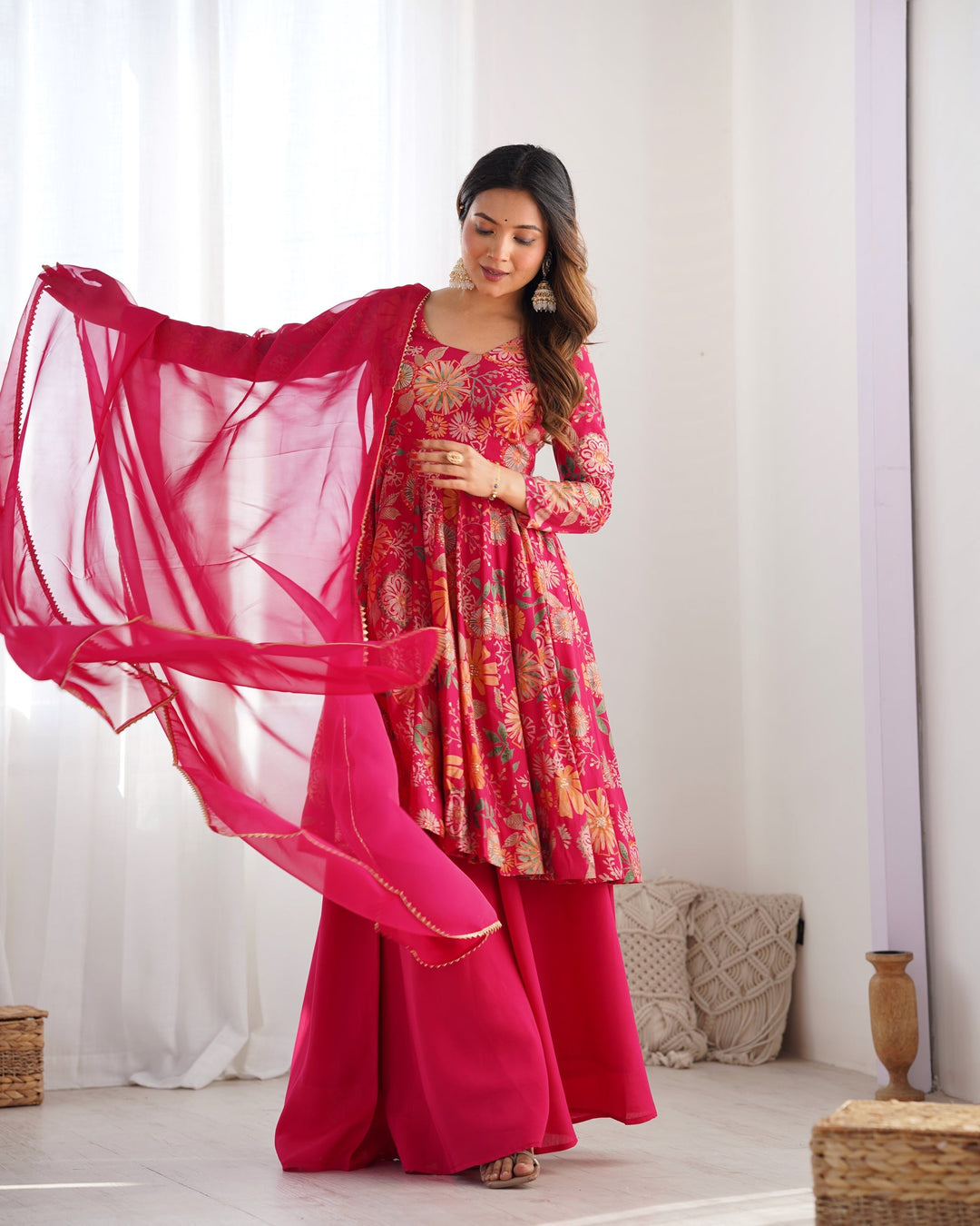 Embroidery Hand Work Round Flair Gown Online for women