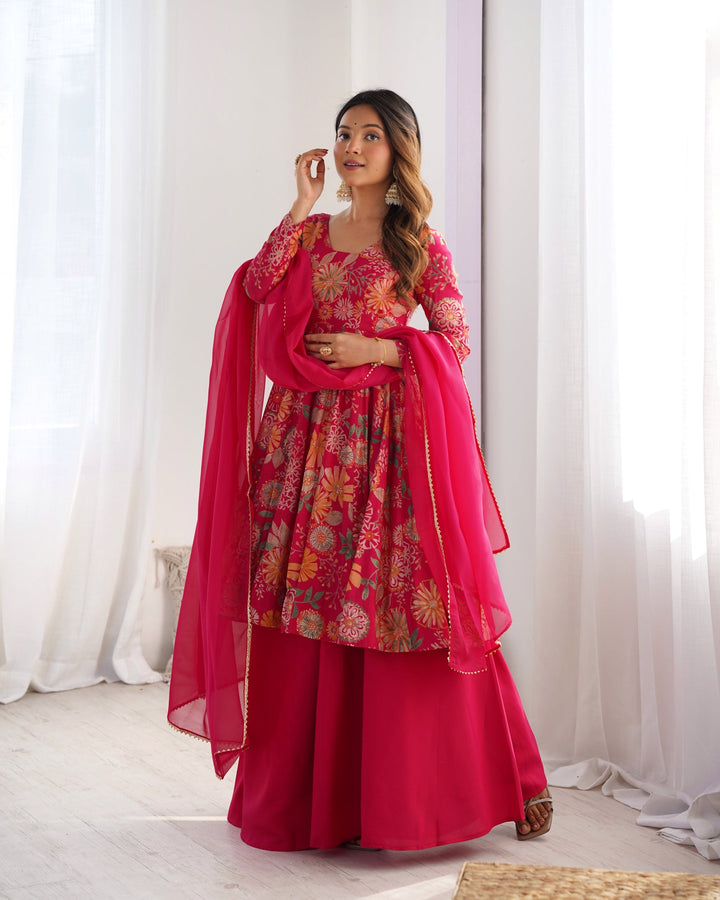 Embroidery Hand Work Round Flair Gown Online for women