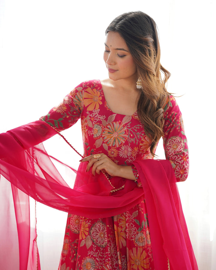 Embroidery Hand Work Round Flair Gown Online for women