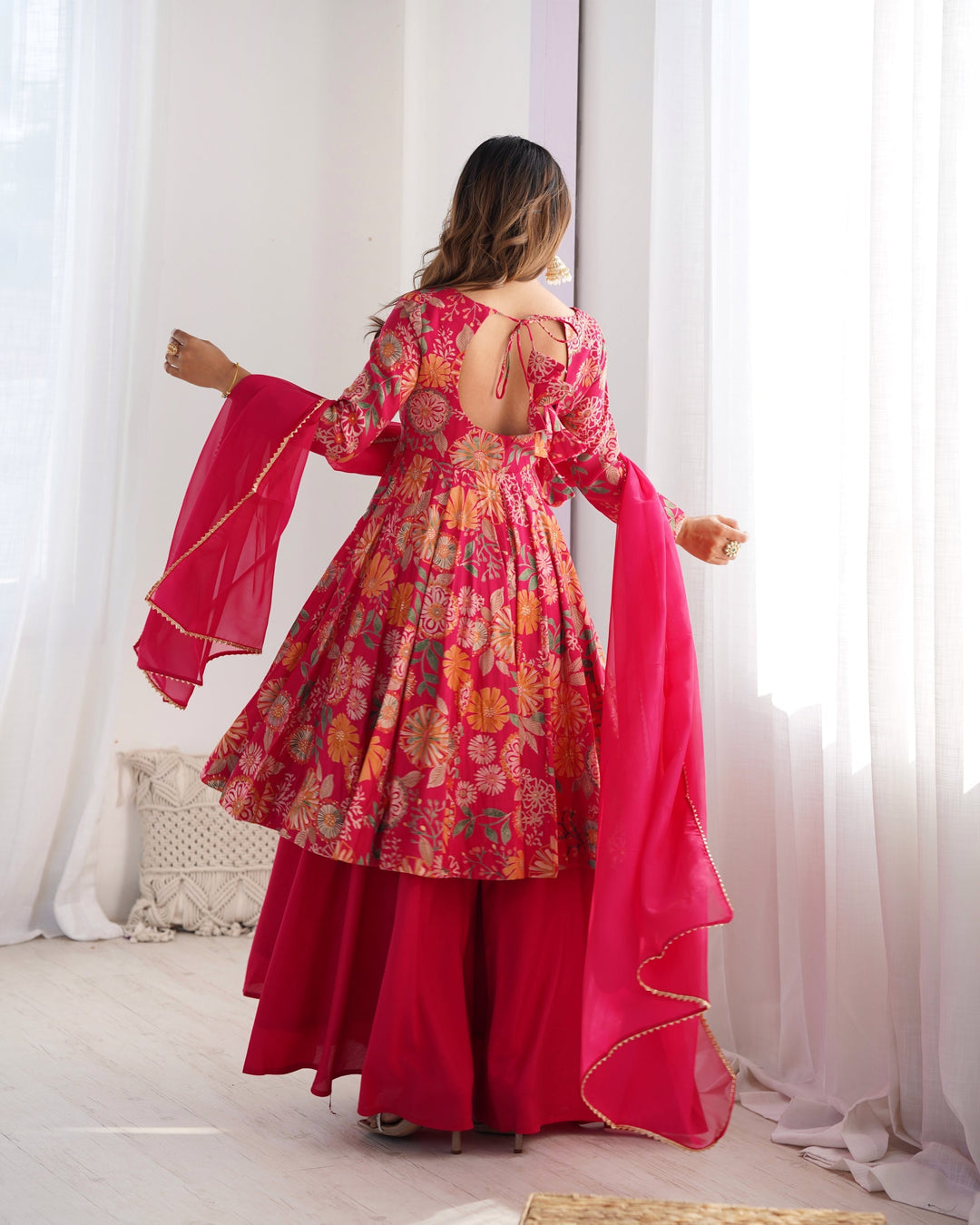 Embroidery Hand Work Round Flair Gown Online for women