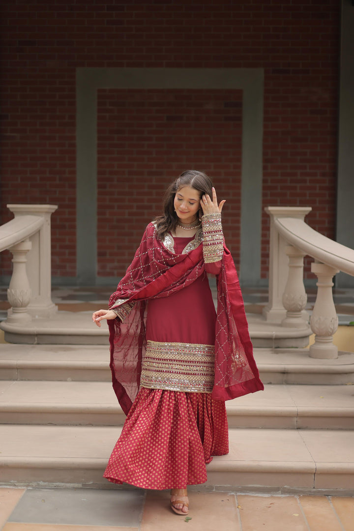 Amazing maroon Color Designer Onine Kurti N Sarara