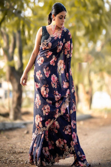 Desirable Designer multi Color Party Wear saree for women