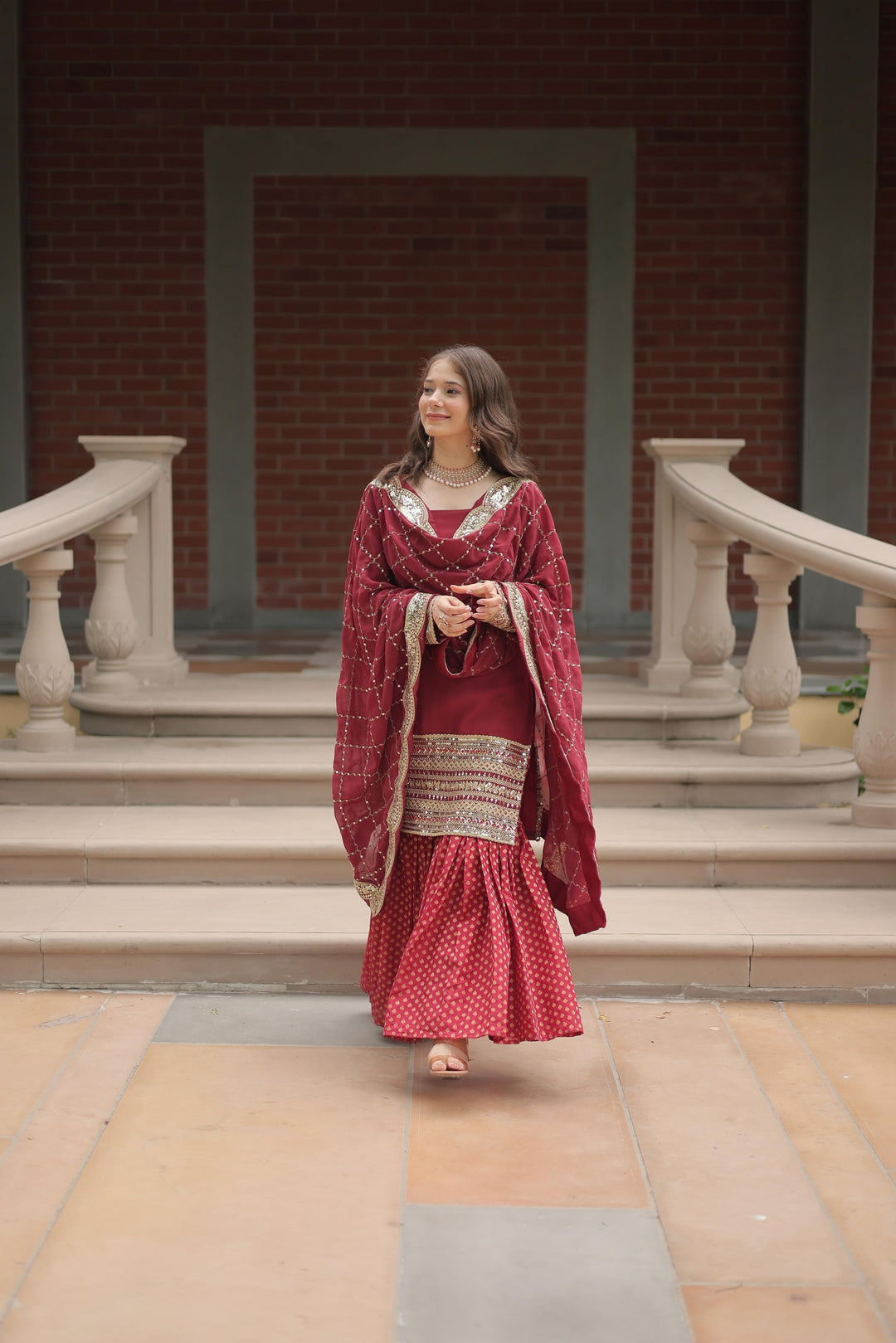 Amazing maroon Color Designer Onine Kurti N Sarara