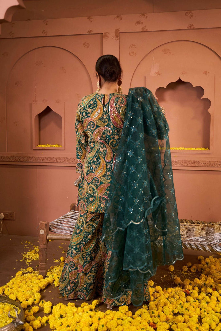 Pure Cotton Silk green color Designer Embroidery Work Salwar Suits Punjabi