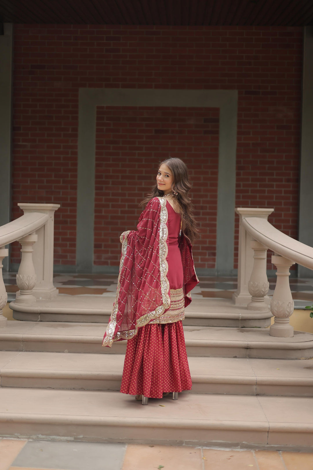 Amazing maroon Color Designer Onine Kurti N Sarara