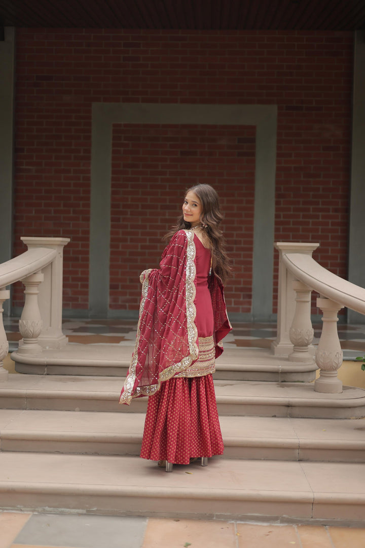 Amazing maroon Color Designer Onine Kurti N Sarara