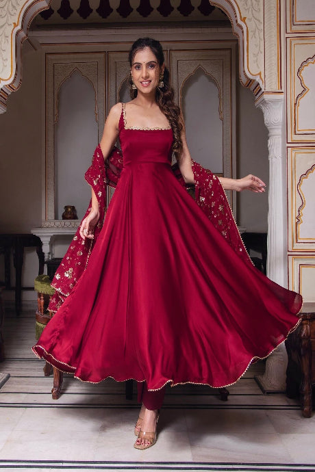 Rayon cotton Silk Designer Embroidery Work Gown for girls