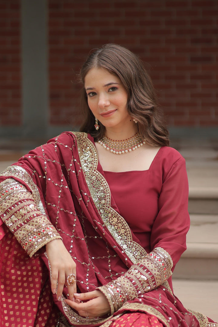 Amazing maroon Color Designer Onine Kurti N Sarara