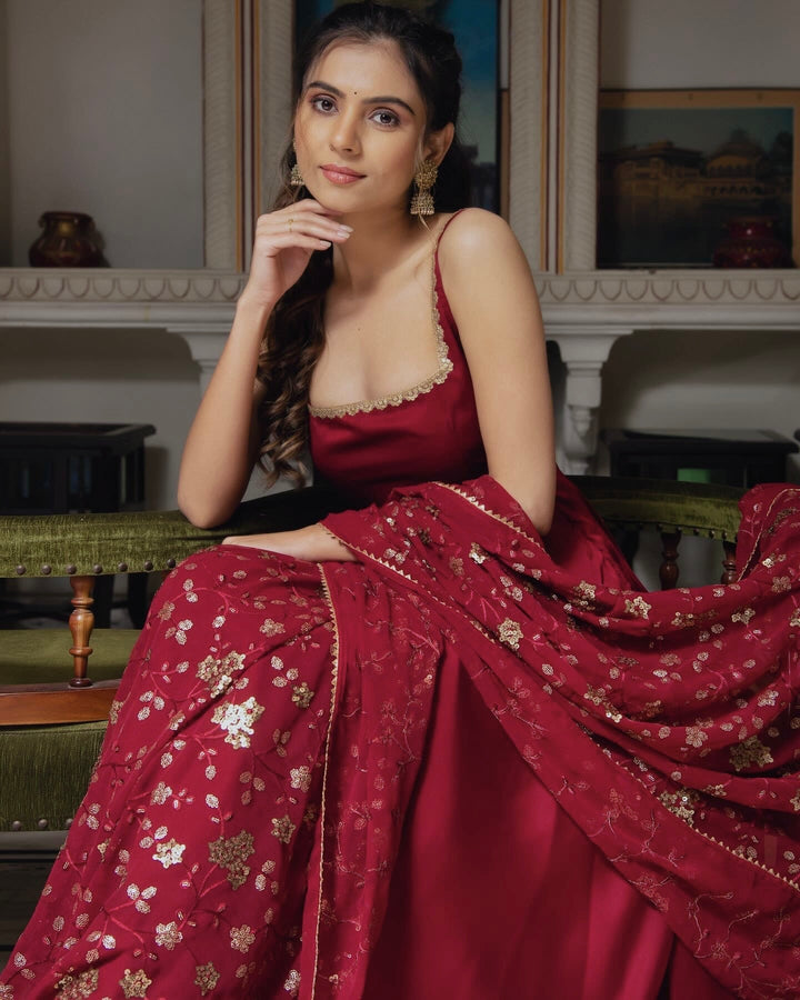 Rayon cotton Silk Designer Embroidery Work Gown for girls