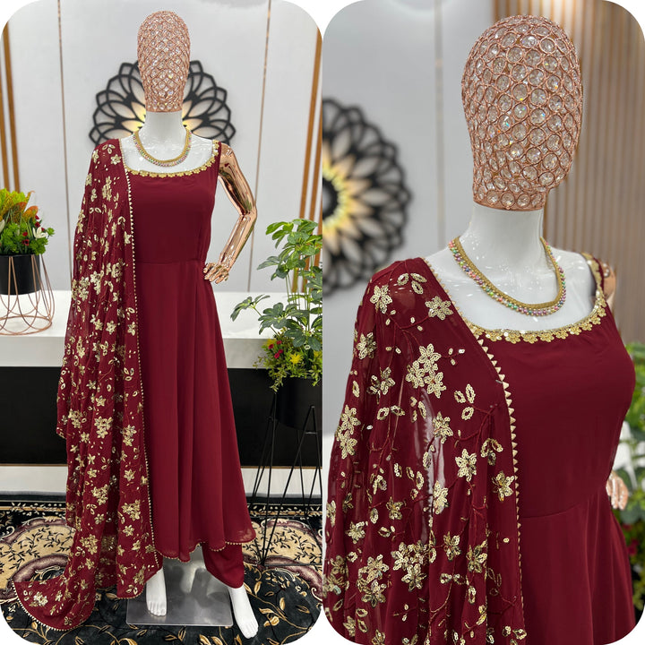 Rayon cotton Silk Designer Embroidery Work Gown for girls