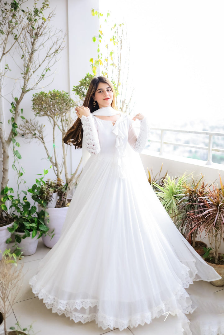 Stylish Soft Silk Anarkali Flared Fancy Gown for girls