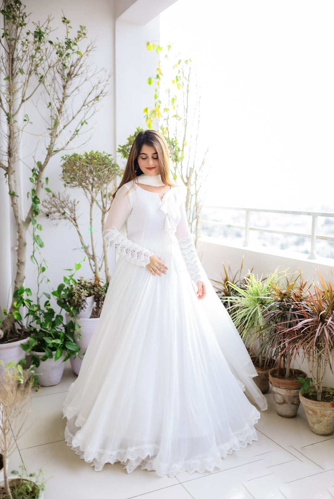 Stylish Soft Silk Anarkali Flared Fancy Gown for girls