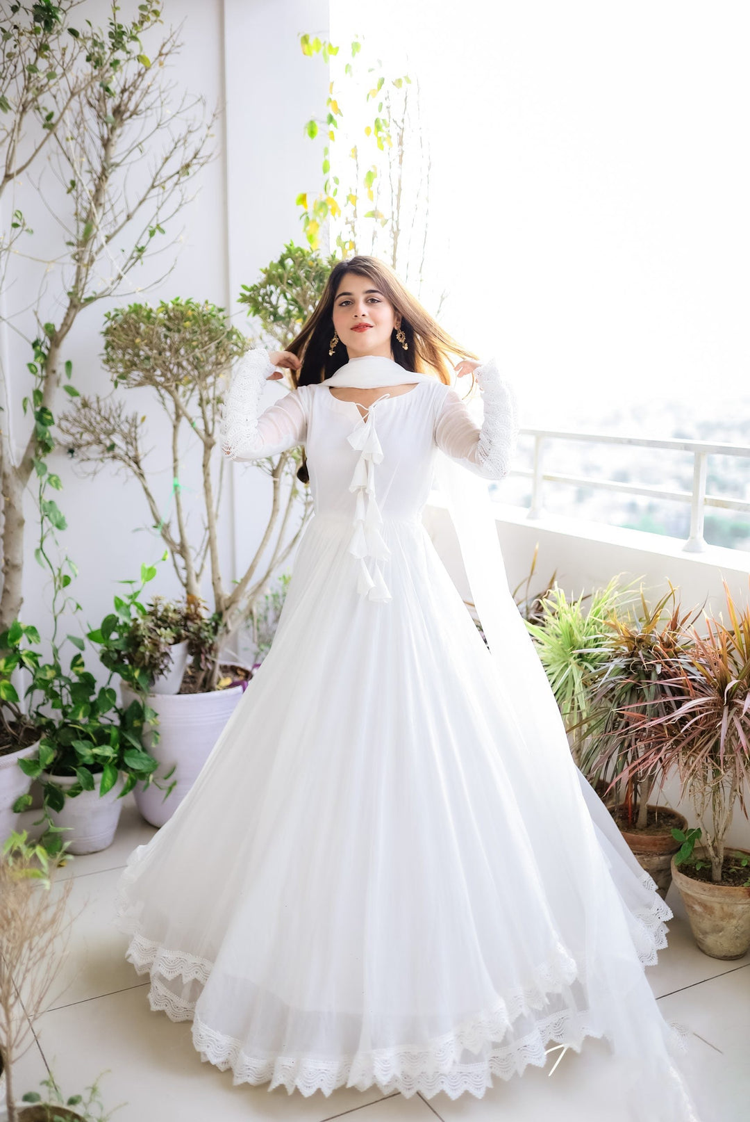Stylish Soft Silk Anarkali Flared Fancy Gown for girls