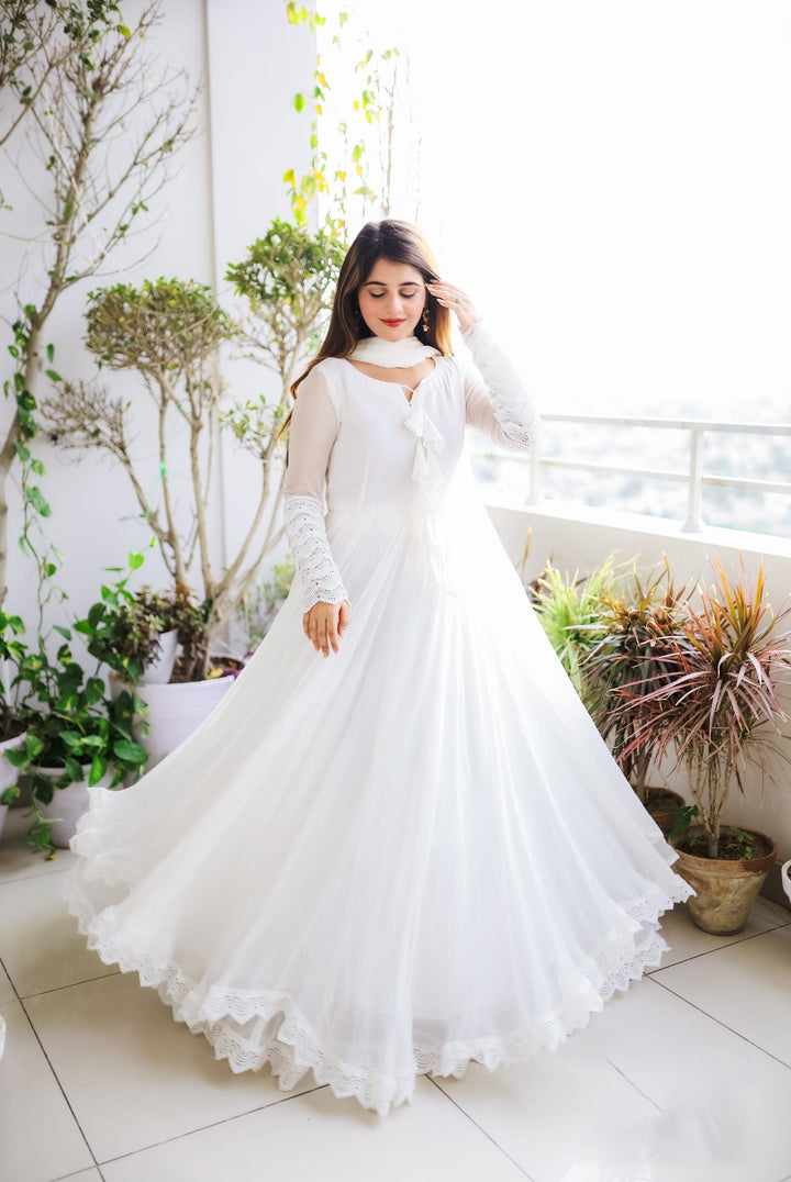 Stylish Soft Silk Anarkali Flared Fancy Gown for girls