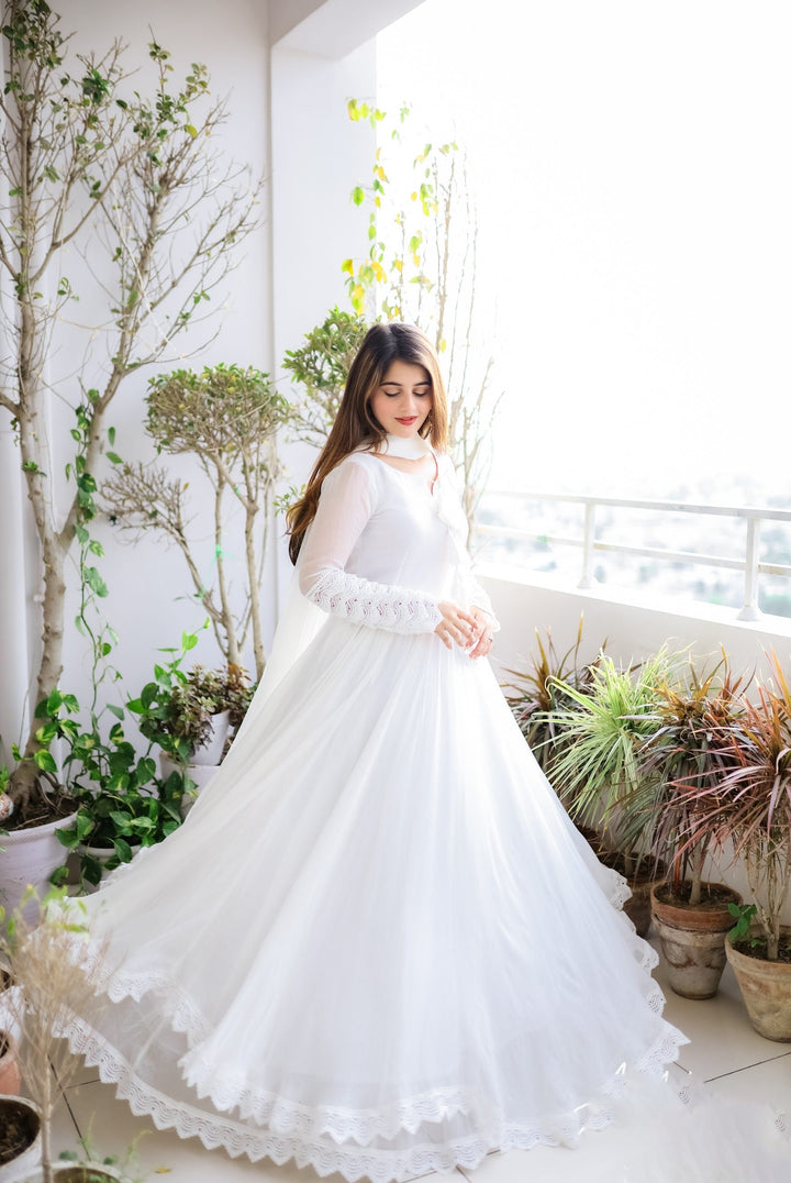 Stylish Soft Silk Anarkali Flared Fancy Gown for girls