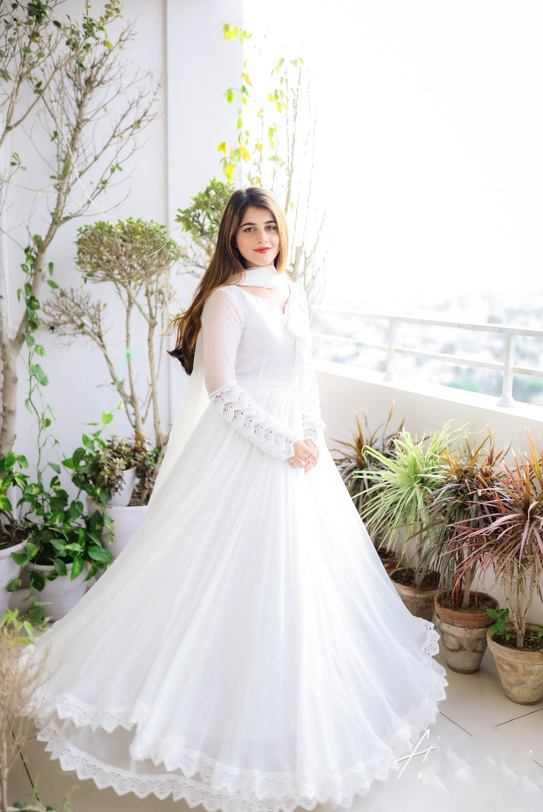 Stylish Soft Silk Anarkali Flared Fancy Gown for girls