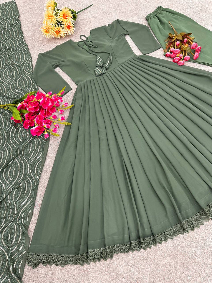 Embroidery and Hand Work Latest Designer Gown for girls