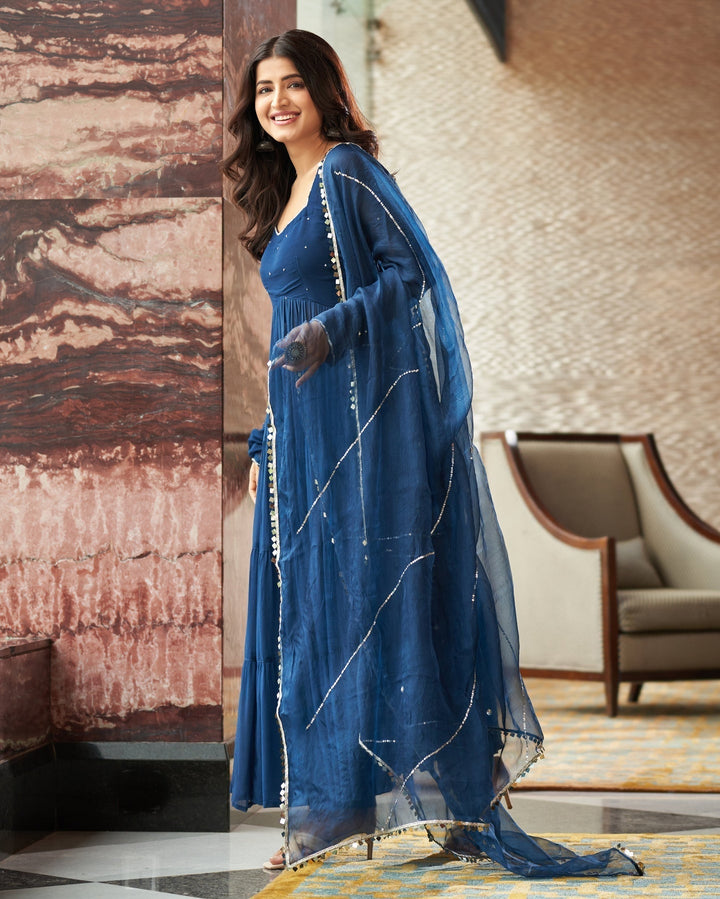 Silk Printed and Hand Work Latest Designer Heavy work Gown for girls