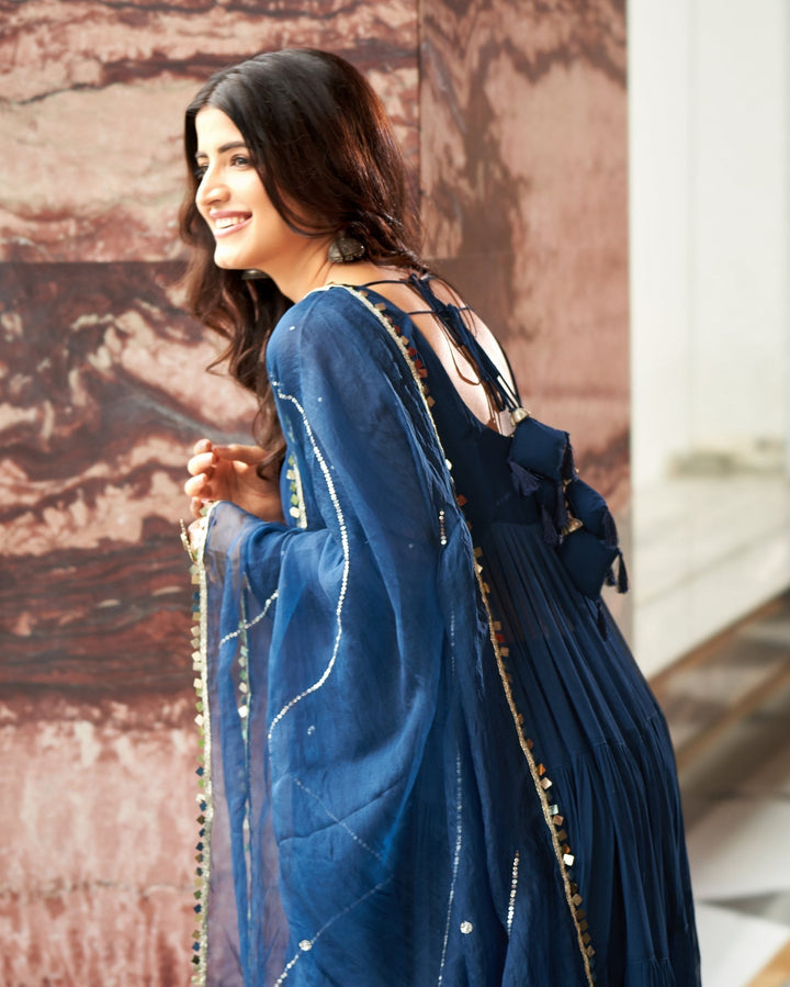 Silk Printed and Hand Work Latest Designer Heavy work Gown for girls