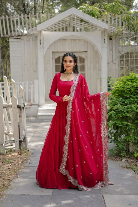 Pure Designer Attractive Gorgette Gown for girls