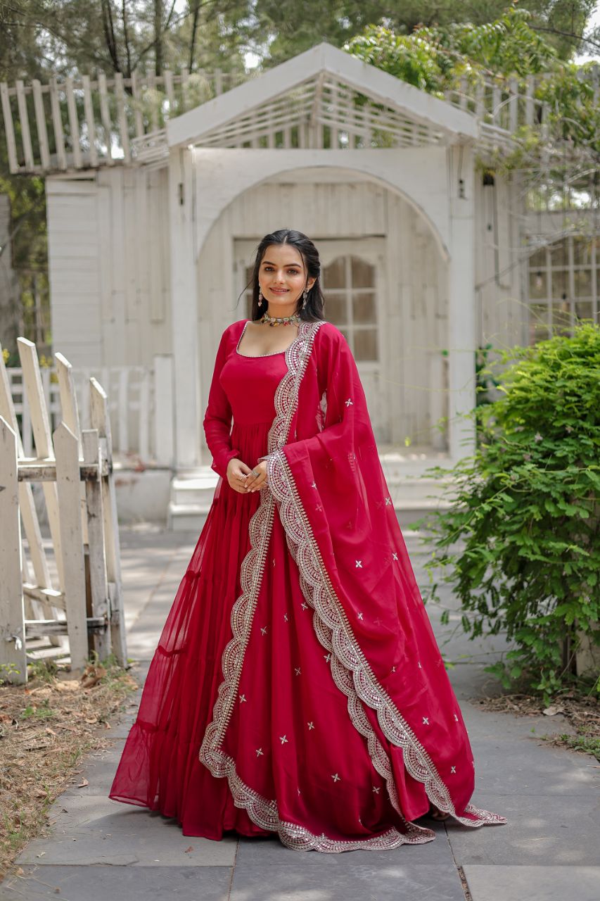 Pure Designer Attractive Gorgette Gown for girls