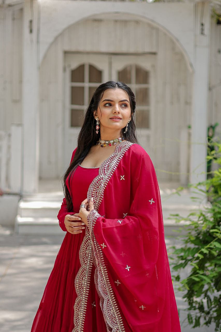 Pure Designer Attractive Gorgette Gown for girls
