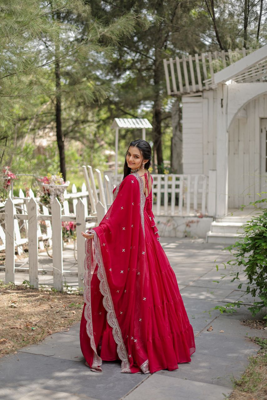 Pure Designer Attractive Gorgette Gown for girls