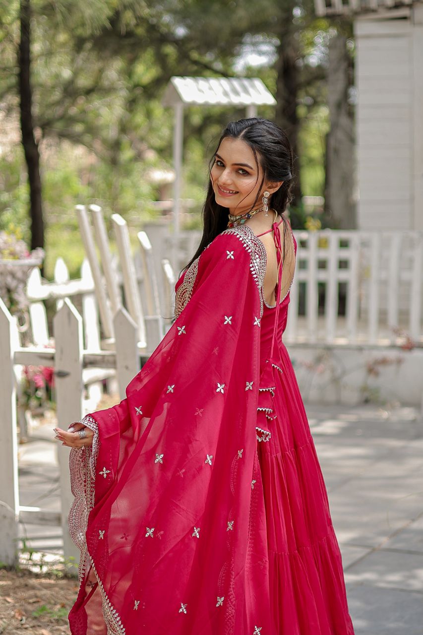 Pure Designer Attractive Gorgette Gown for girls