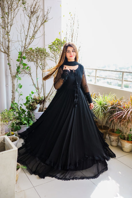 Beautiful Attractive Designer Silk Embroidery Work Gown for girls