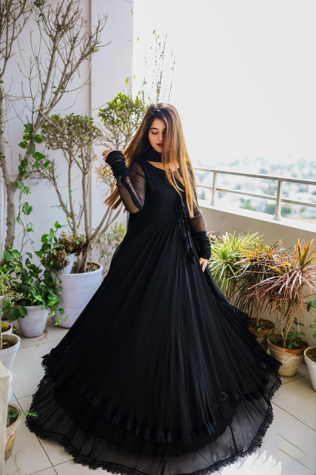 Beautiful Attractive Designer Silk Embroidery Work Gown for girls