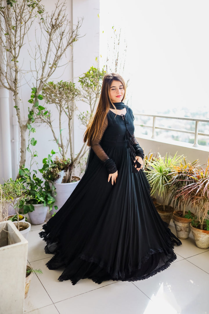 Beautiful Attractive Designer Silk Embroidery Work Gown for girls