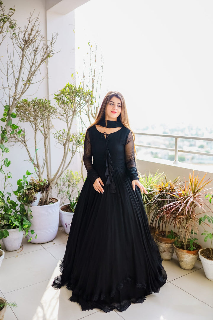 Beautiful Attractive Designer Silk Embroidery Work Gown for girls