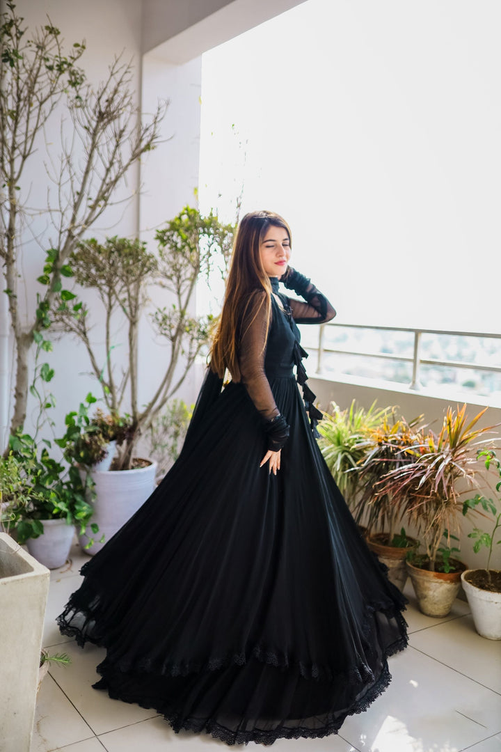 Beautiful Attractive Designer Silk Embroidery Work Gown for girls