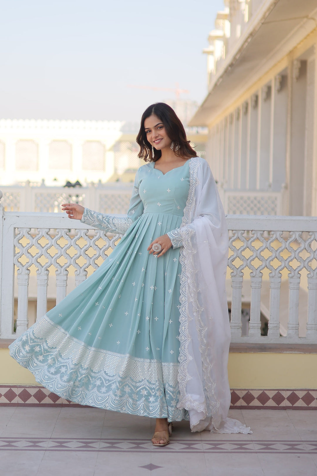 Beautiful Attractive Regular Wear Embroidery Work Gown for girls