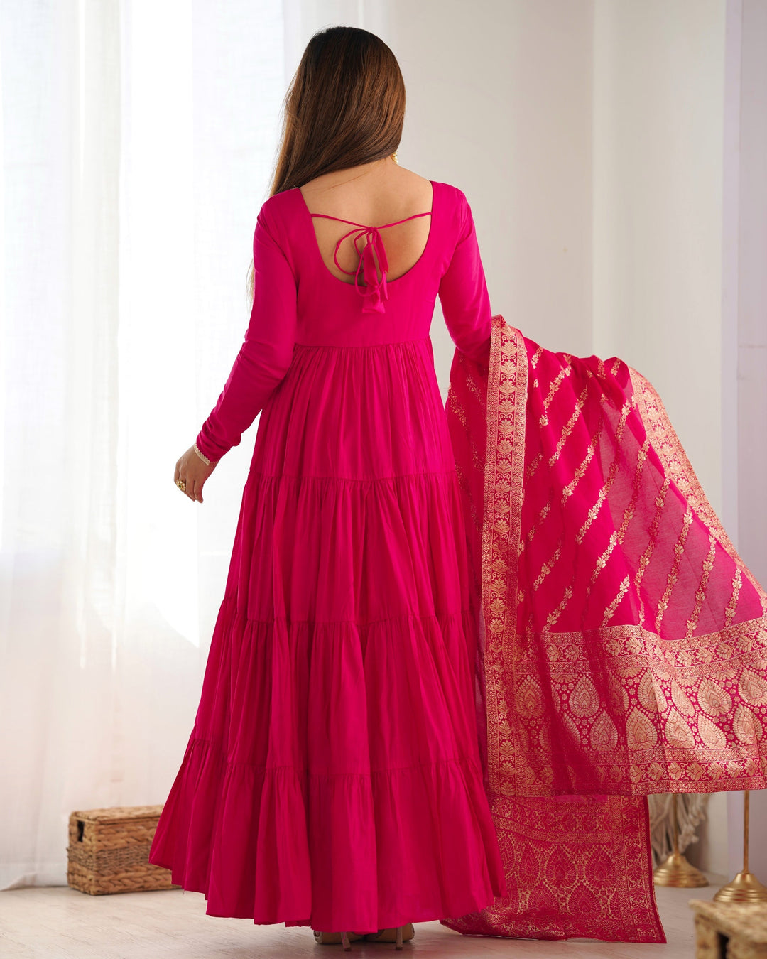 Designer pink Color Anarkali Flared Hand Work Gown