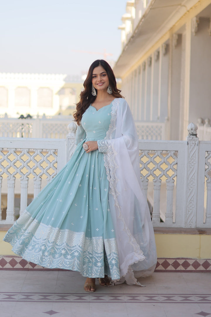 Beautiful Attractive Regular Wear Embroidery Work Gown for girls