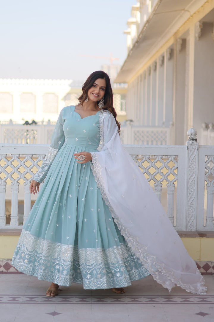 Beautiful Attractive Regular Wear Embroidery Work Gown for girls