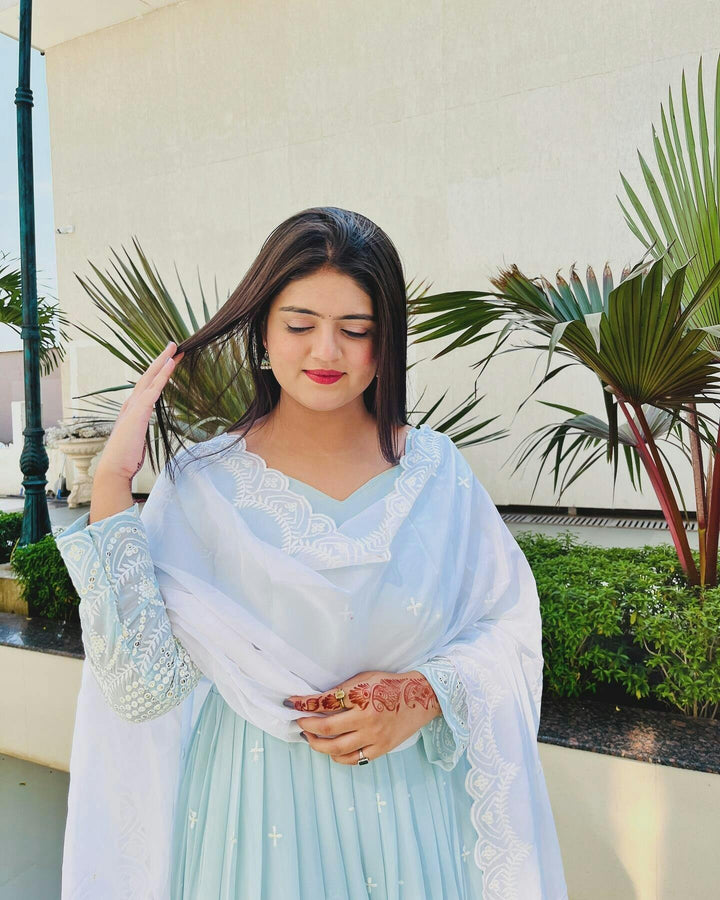 Beautiful Attractive Regular Wear Embroidery Work Gown for girls