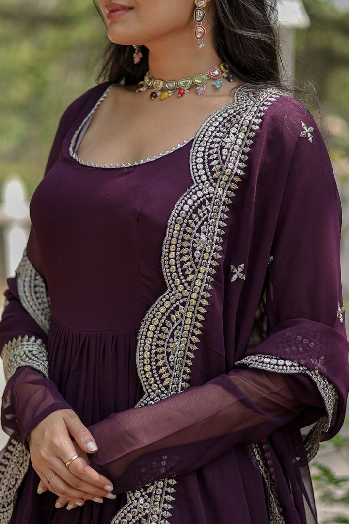 Fashionable Pure Georgette Embroidery and Hand Work Latest Gown Designs for girls