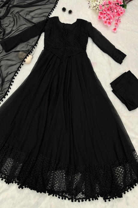 Pure Cotton Silk Printed and Hand Work Online Gown For Women