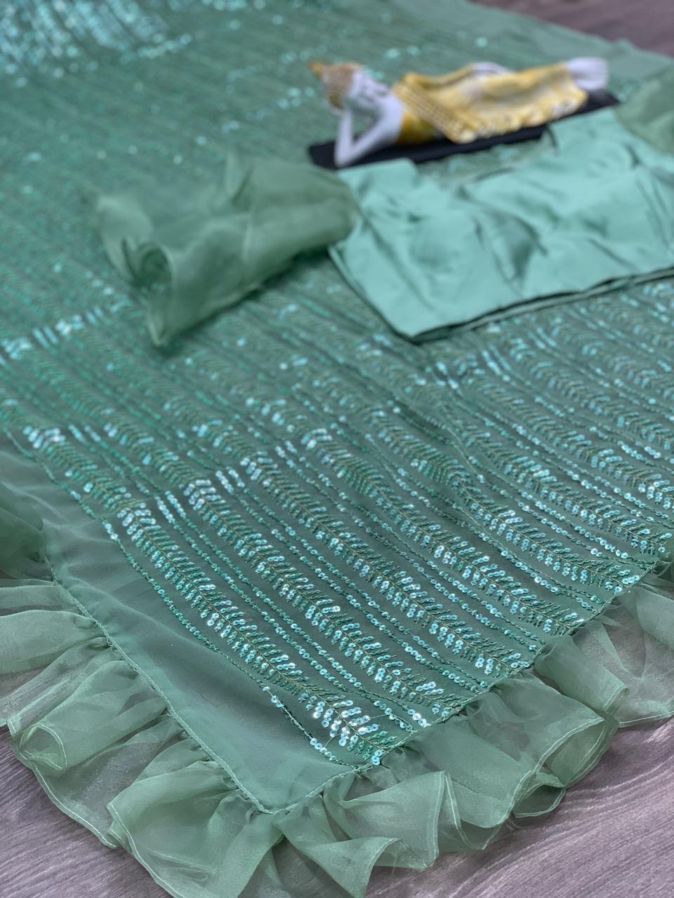 Blissful light green Color Designer Silk saree for women