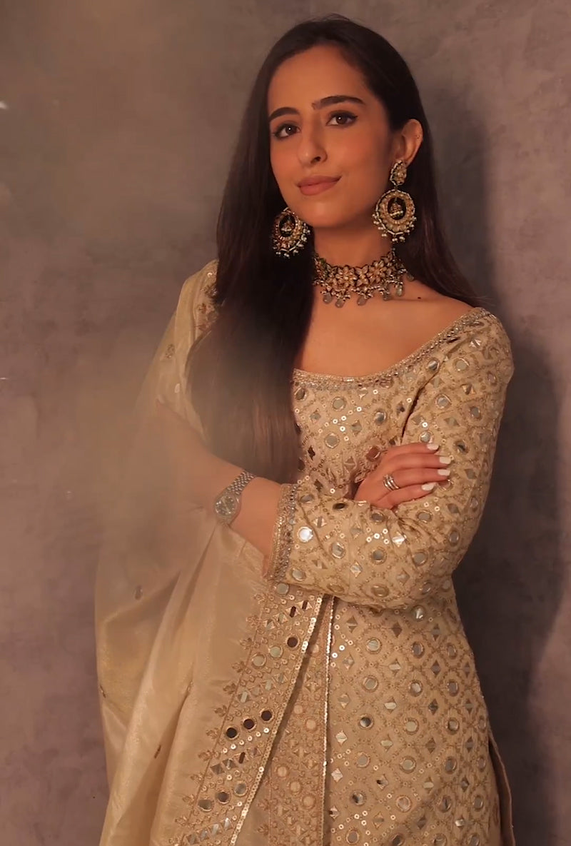 cream Color Hand Work Regular Wear Kurti