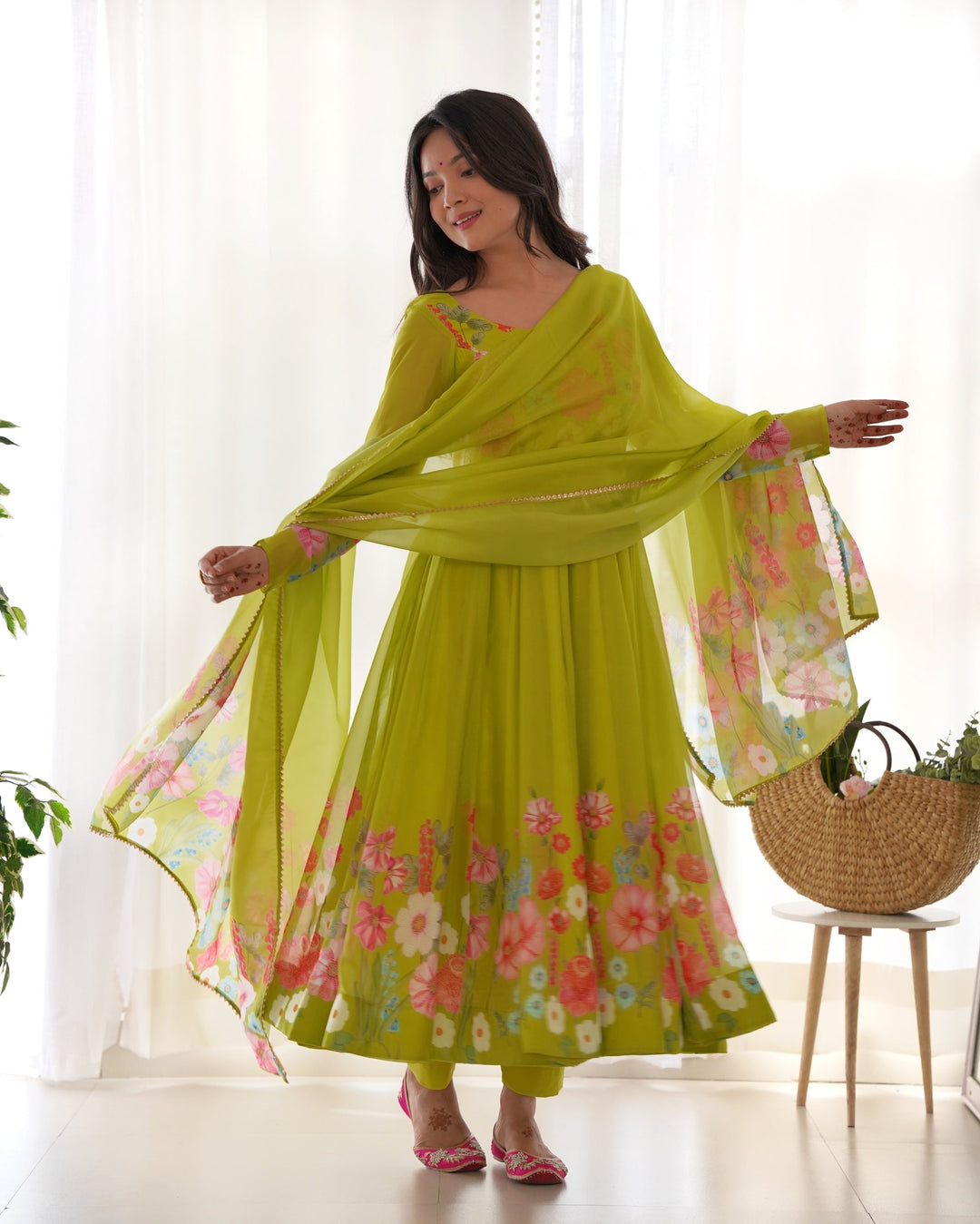 Amiable Round Flair Party Wear South Gown for girls