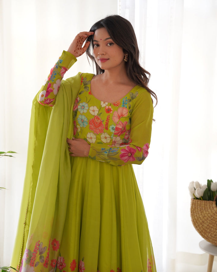 Amiable Round Flair Party Wear South Gown for girls
